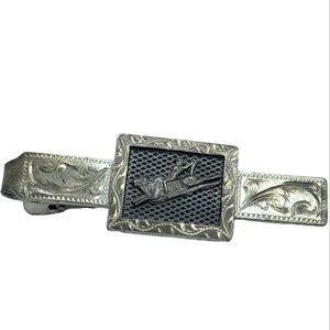 SILVER VINTAGE TIE BAR /CLIP WITH BRONCO, “HAND MADE AND 0925” STAMPED ON BACK